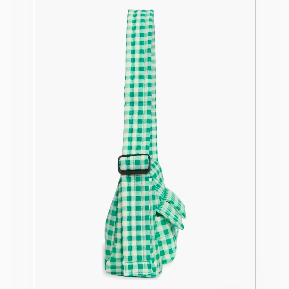 BAGGU Cargo Recycled Nylon Shoulder Bag Green Gingham - Picture 6 of 7